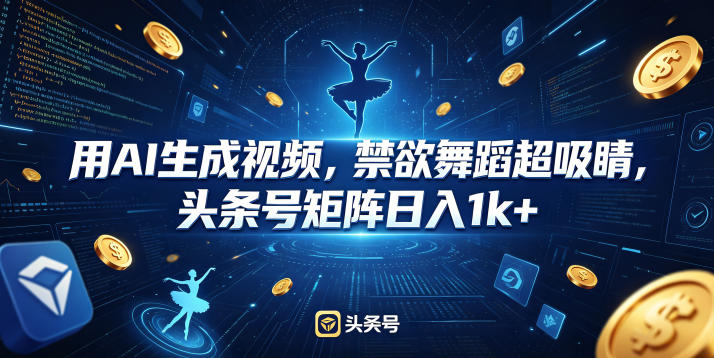 用AI生成视频，禁欲舞蹈超吸睛，头条号矩阵日入1k+-米壳知道—知识分享平台