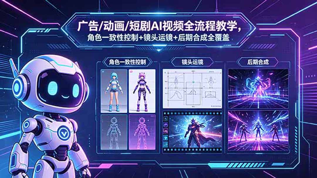 广告/动画/短剧AI视频全流程教学，角色一致性控制+镜头运镜+后期合成全覆盖-米壳知道—知识分享平台