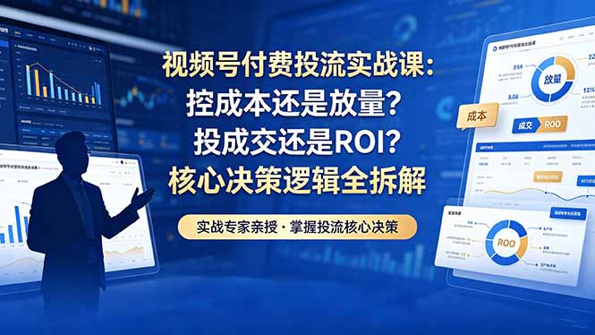 视频号付费投流实战课-5月：控成本还是放量？投成交还是ROI？核心决策逻辑全拆解-米壳知道—知识分享平台
