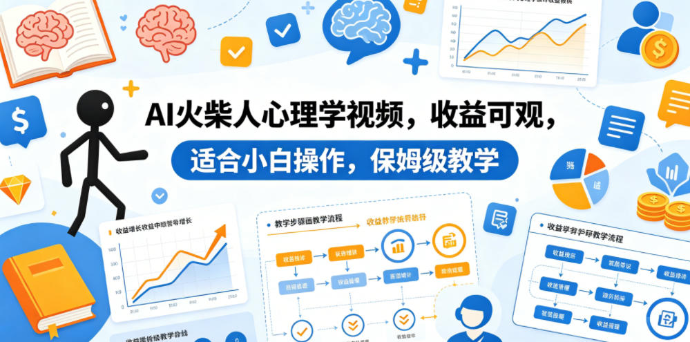 AI火柴人心理学视频，收益可观，适合小白操作，保姆级教学-米壳知道—知识分享平台