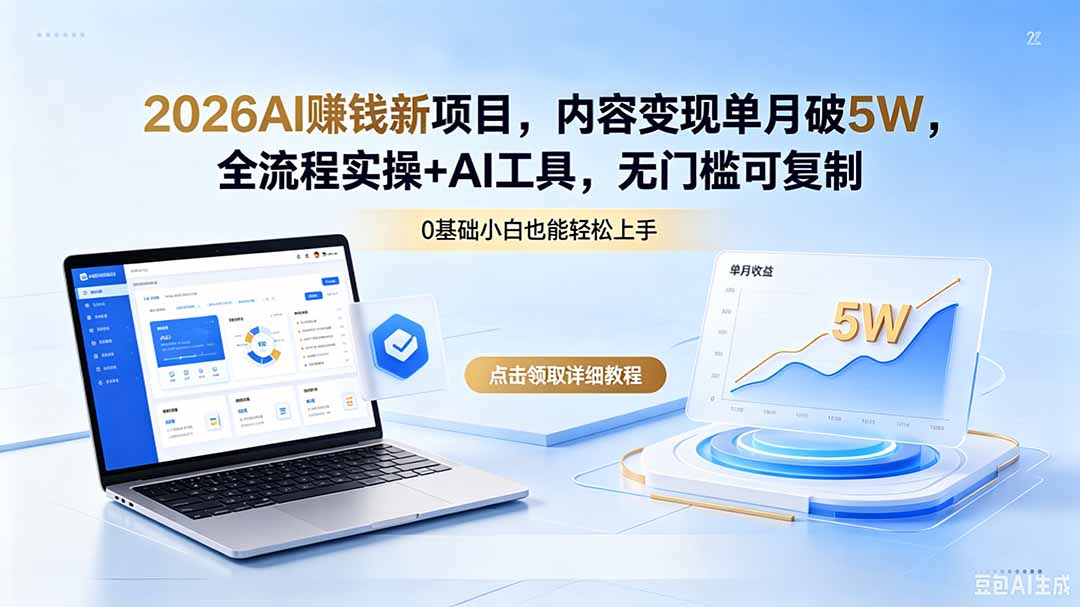 2026AI赚钱新项目，内容变现单月破5W，全流程实操+AI工具，无门槛可复制-米壳知道—知识分享平台
