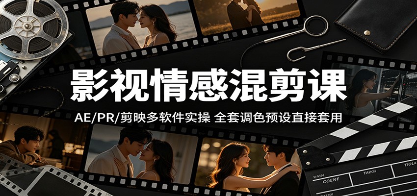 影视情感混剪课：AE/PR/剪映多软件实操，全套调色预设直接套用-米壳知道—知识分享平台