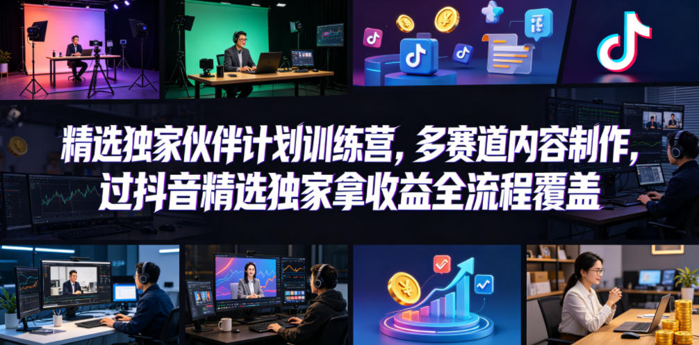 小豁食堂精选独家伙伴计划训练营，多赛道内容制作，过抖音精选独家拿收益全流程覆盖-米壳知道—知识分享平台