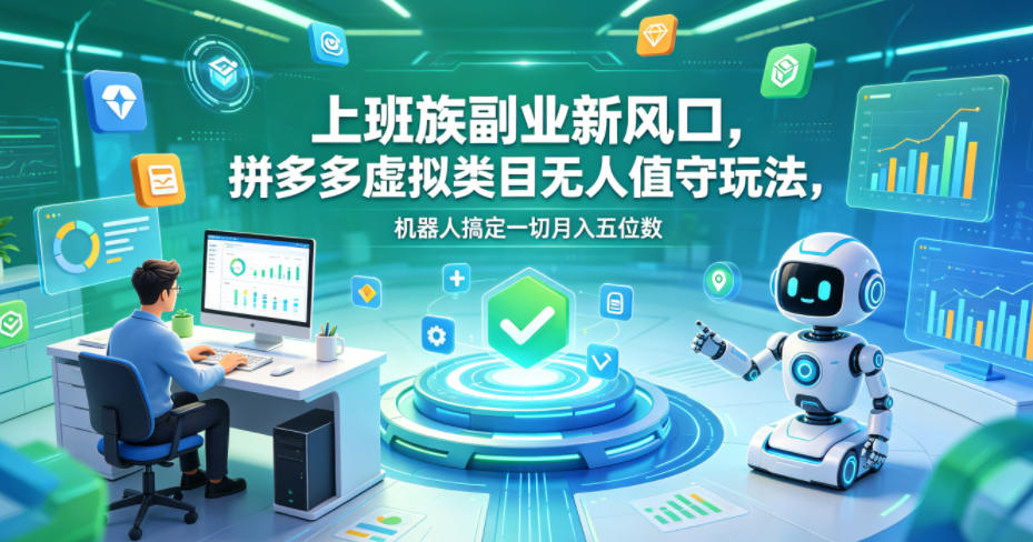 上班族副业新风口，拼多多虚拟类目无人值守玩法，机器人搞定一切月入五位数【揭秘】-米壳知道—知识分享平台