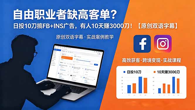 自由职业者缺高客单？日投 10 刀搞 FB+INS 广告，有人 10 天赚 3000 刀！【原创双语字幕】-米壳知道—知识分享平台