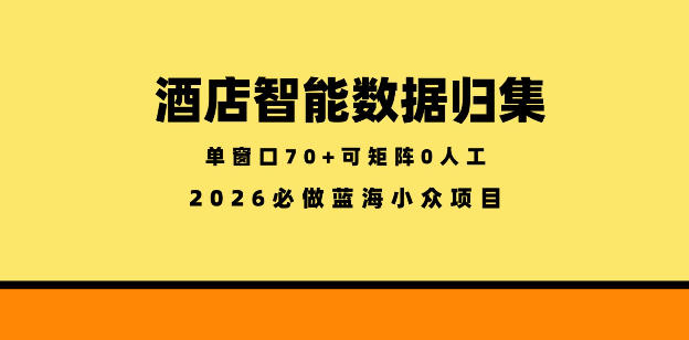 酒店智能数据归集，小众蓝海已经稳定半年之久，单窗口70+零成本矩阵开干【揭秘】-米壳知道—知识分享平台