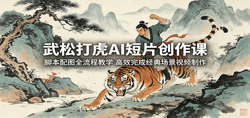 武松打虎AI短片创作课:脚本配图全流程教学,高效完成经典场景视频制作-米壳知道—知识分享平台