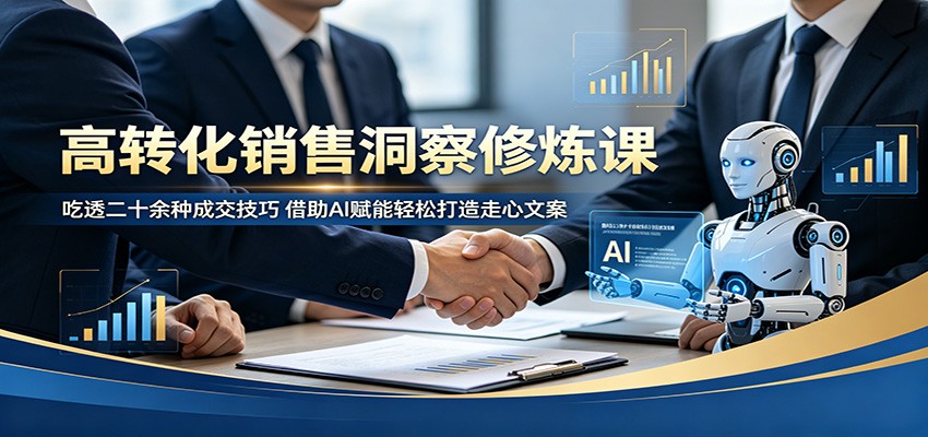 高转化销售洞察修炼课：吃透二十余种成交技巧，借助AI赋能轻松打造走心文案-米壳知道—知识分享平台
