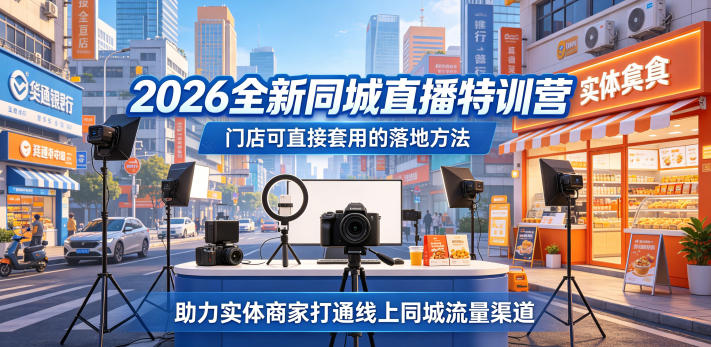 2026全新同城直播特训营，门店可直接套用的落地方法，助力实体商家打通线上同城流量渠道-米壳知道—知识分享平台