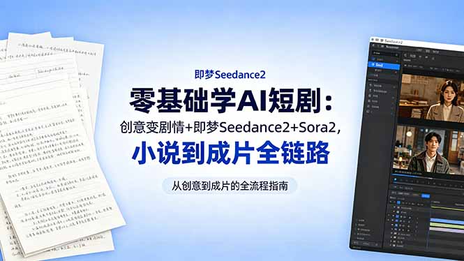 零基础学AI短剧：创意变剧情+即梦Seedance2+Sora2，小说到成片全链路-米壳知道—知识分享平台
