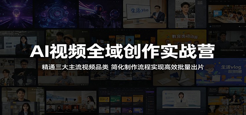 AI视频全域创作实战营：精通三大主流视频品类，简化制作流程实现高效批量出片-米壳知道—知识分享平台