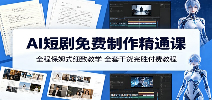 AI短剧免费制作精通课：全程保姆式细致教学，全套干货完胜付费教程-米壳知道—知识分享平台