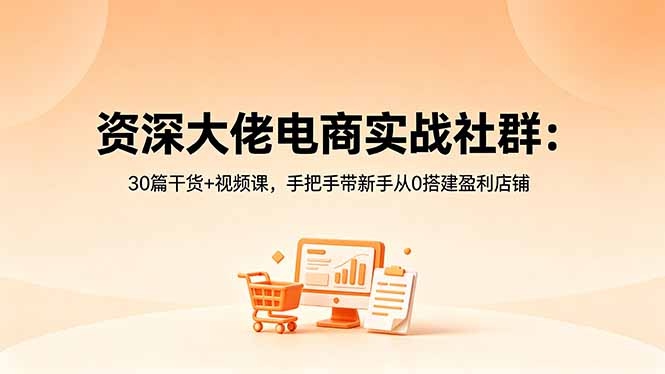 资深大佬电商实战社群：30篇干货+视频课，手把手带新手从0搭建盈利店铺-米壳知道—知识分享平台