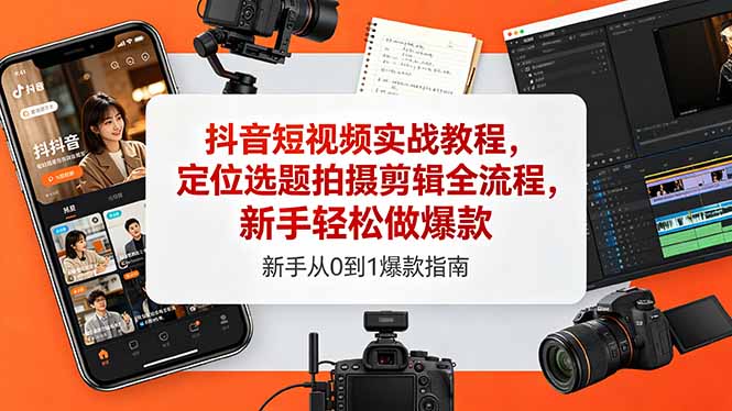 抖音短视频实战教程，定位选题拍摄剪辑全流程，新手轻松做爆款-米壳知道—知识分享平台