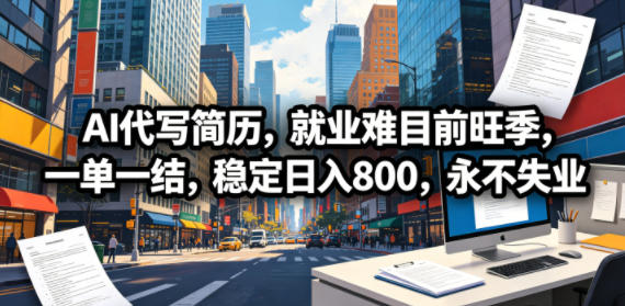 AI代写简历，就业难目前旺季，一单一结，稳定日入800，永不失业-米壳知道—知识分享平台
