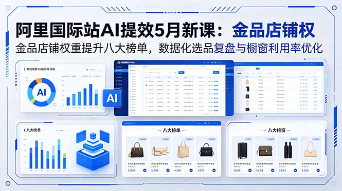 阿里国际站AI提效5月新课：金品店铺权重提升八大榜单，数据化选品复盘与橱窗利用率优化-米壳知道—知识分享平台