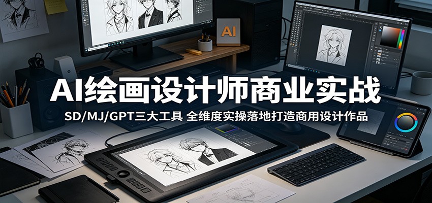 AI绘画设计师商业实战：SD/MJ/GPT三大工具，全维度实操落地打造商用设计作品-米壳知道—知识分享平台