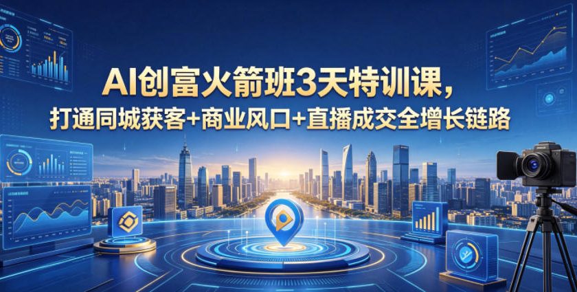 AI创富火箭班3天特训课，打通同城获客+商业风口+直播成交全增长链路，2026年4月新课-米壳知道—知识分享平台
