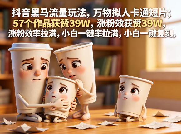 抖音黑马流量玩法，万物拟人卡通短片，57个作品获赞39W，涨粉效率拉满，小白一键复刻，保姆级拆解-米壳知道—知识分享平台