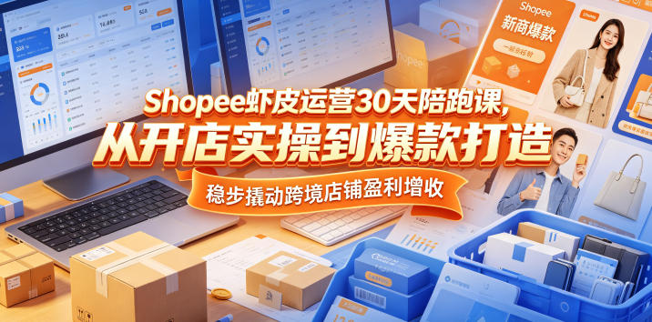 Shopee虾皮运营30天陪跑课，从开店实操到爆款打造，稳步撬动跨境店铺盈利增收-米壳知道—知识分享平台