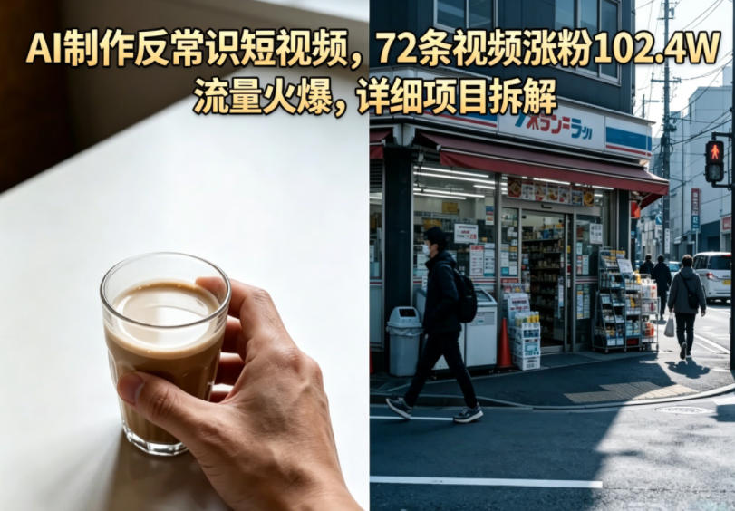AI制作反常识短视频，72条视频涨粉102.4W，流量火爆，详细项目拆解-米壳知道—知识分享平台