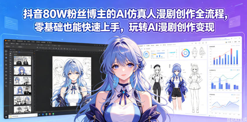 抖音80W粉丝博主的AI仿真人漫剧创作全流程，零基础也能快速上手，玩转AI漫剧创作变现-米壳知道—知识分享平台
