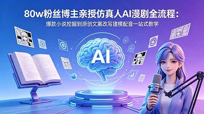 80w粉丝博主亲授仿真人AI漫剧全流程：爆款小说挖掘到原创文案改写建模配音一站式教学-米壳知道—知识分享平台