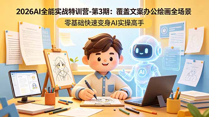 2026AI全能实战特训营-第3期：覆盖文案办公绘画全场景 零基础快速变身AI实操高手-米壳知道—知识分享平台
