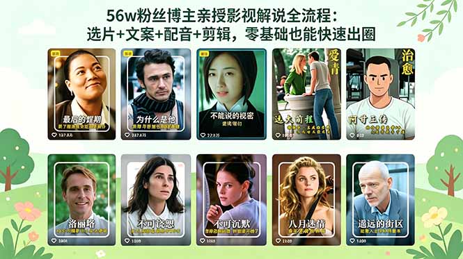 56万粉丝博主亲授影视解说全流程：选片+文案+配音+剪辑，零基础也能快速出圈-米壳知道—知识分享平台