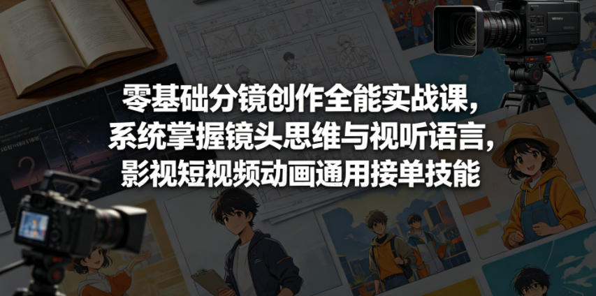 零基础分镜创作全能实战课，系统掌握镜头思维与视听语言，影视短视频动画通用接单技能-米壳知道—知识分享平台