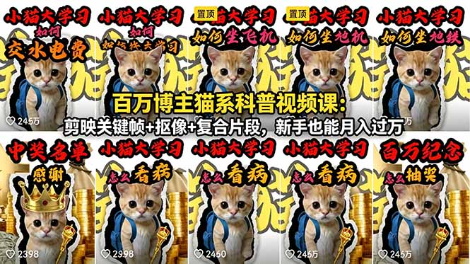 百万博主猫系科普视频课：剪映关键帧+抠像+复合片段，新手也能月入过万-米壳知道—知识分享平台