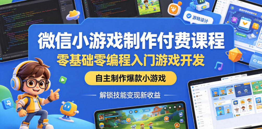 微信小游戏制作付费课程，零基础零编程入门游戏开发，自主制作爆款小游戏，解锁技能变现新收益-米壳知道—知识分享平台