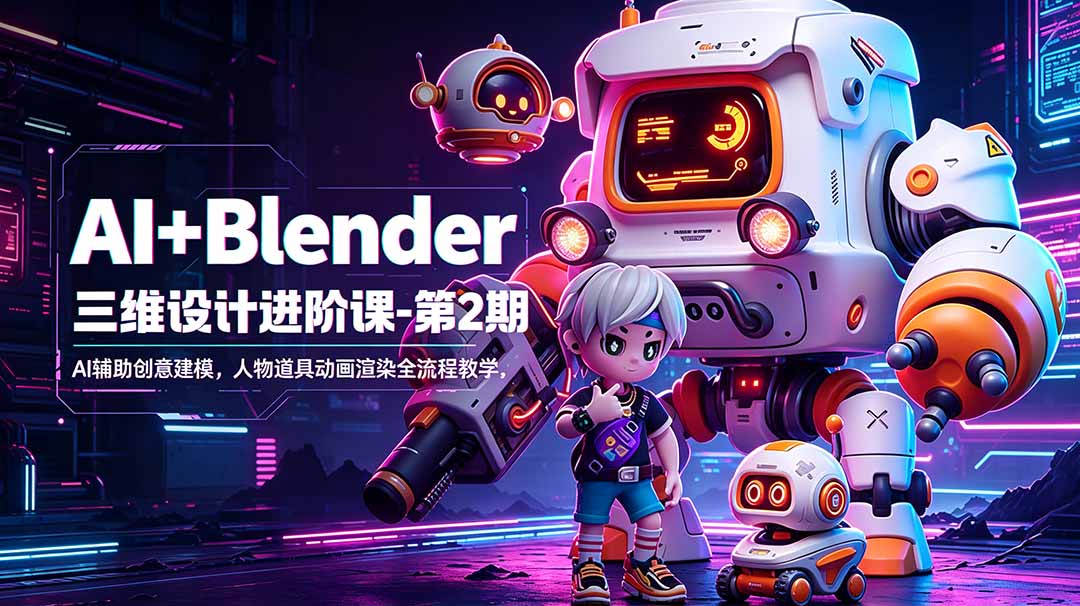 AI+Blender三维设计进阶课-第2期：AI辅助创意建模，人物道具动画渲染全流程教学-米壳知道—知识分享平台