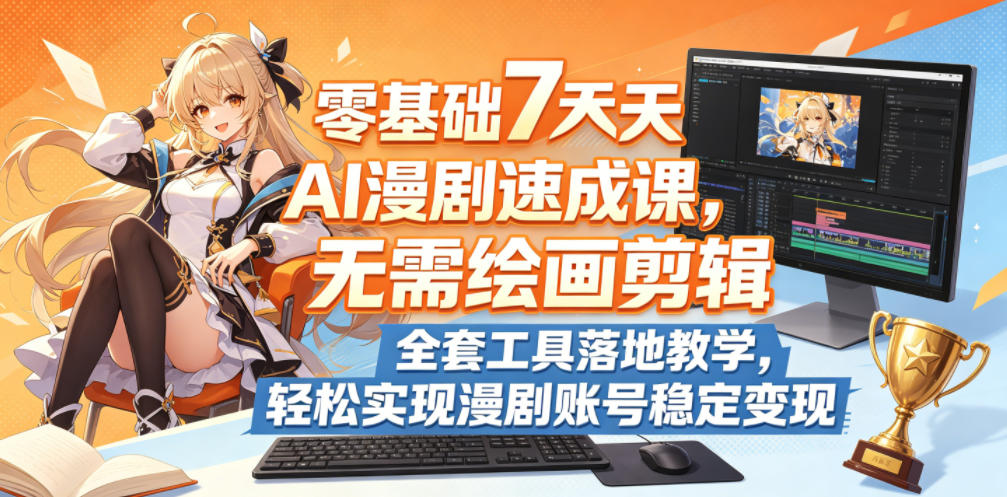 零基础7天AI漫剧速成课，无需绘画剪辑，全套工具落地教学，轻松实现漫剧账号稳定变现-米壳知道—知识分享平台