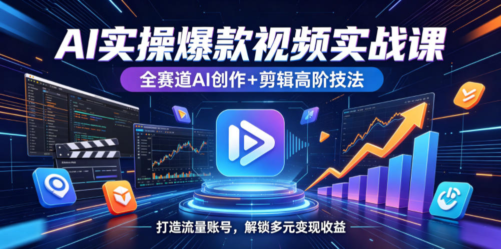 AI实操爆款视频实战课，全赛道AI创作+剪辑高阶技法，打造流量账号，解锁多元变现收益-米壳知道—知识分享平台