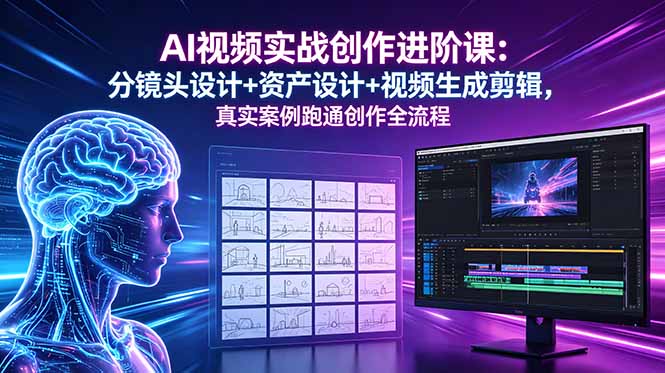 AI视频实战创作进阶课：分镜头设计+资产设计+视频生成剪辑，真实案例跑通创作全流程-米壳知道—知识分享平台