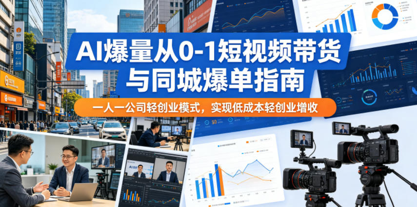 AI爆量从0-1短视频带货与同城爆单指南，一人一公司轻创业模式，实现低成本轻创业增收-米壳知道—知识分享平台