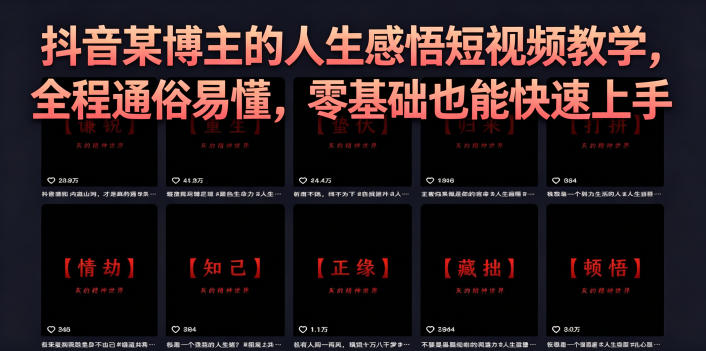 抖音某博主的灰太狼人生感悟短视频教学，全程通俗易懂，零基础也能快速上手-米壳知道—知识分享平台