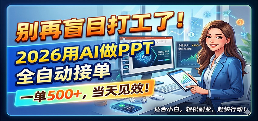 别再盲目打工了！2026用AI做PPT全自动接单，一单5张+，当天见效！-米壳知道—知识分享平台