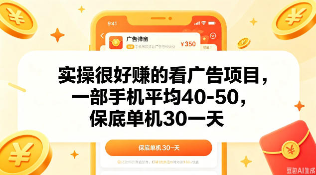 实操很好做的看广告项目,一部手机平均40-50,保底30单机一天【揭秘】-米壳知道—知识分享平台