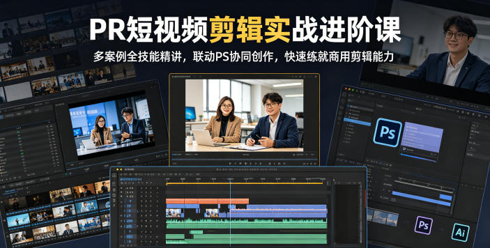 PR短视频剪辑实战进阶课，多案例全技能精讲，联动PS协同创作，快速练就商用剪辑能力-米壳知道—知识分享平台