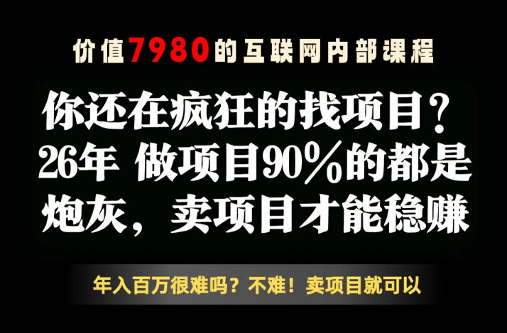 26年请不要疯狂的找项目了，卖项目远比你想象的暴利，你也可以月入10W+【揭秘】-米壳知道—知识分享平台