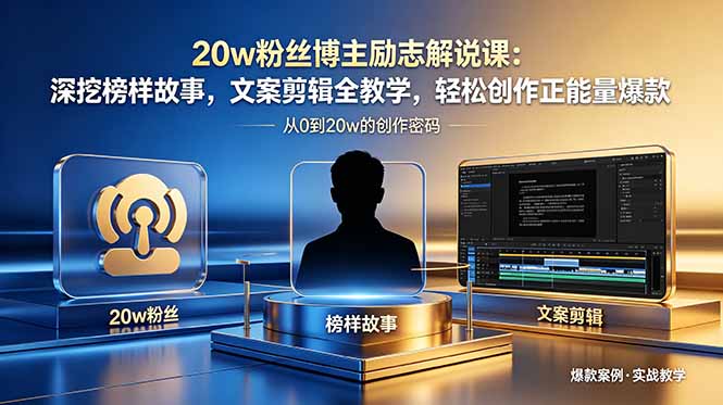 20w粉丝博主励志解说课：深挖榜样故事，文案剪辑全教学，轻松创作正能量爆款-米壳知道—知识分享平台