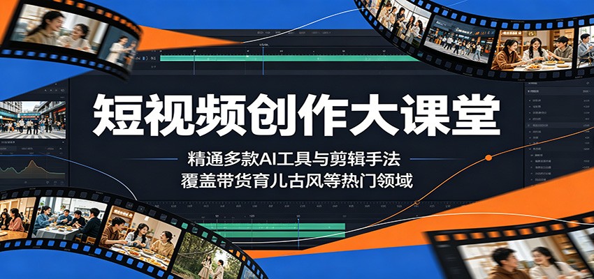 短视频创作大课堂：精通多款AI工具与剪辑手法，覆盖带货、育儿、古风等热门领域-米壳知道—知识分享平台