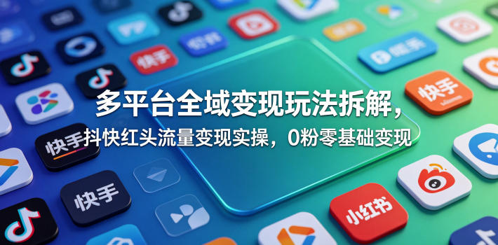 多平台全域变现玩法拆解，抖快红头流量变现实操，0粉零基础变现-米壳知道—知识分享平台