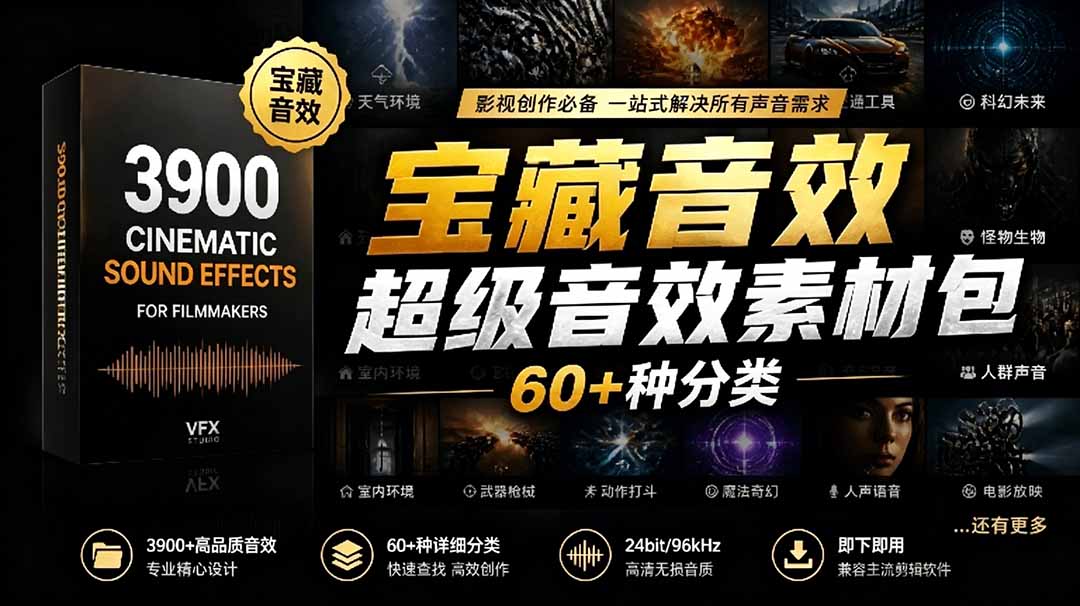 宝藏音效合集包！60+多种音效分类，共计3900个，分类清晰，全中文分类，高品质剪辑音效素材包-米壳知道—知识分享平台