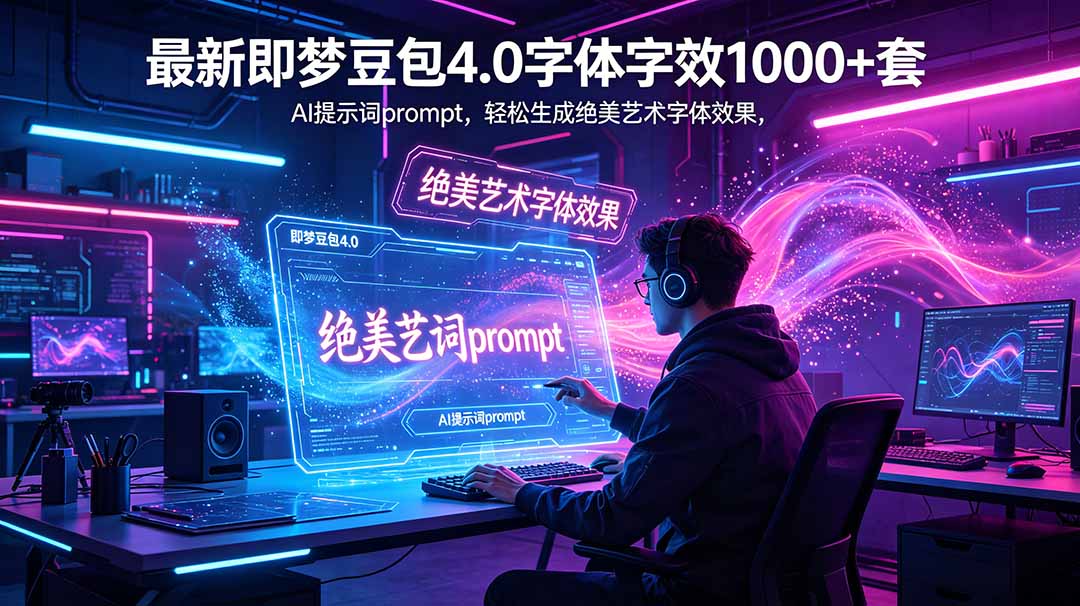 最新即梦豆包4.0字体字效1000+套，AI提示词prompt，轻松生成绝美艺术字体效果-米壳知道—知识分享平台
