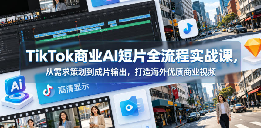 TikTok商业AI短片全流程实战课，从需求策划到成片输出，打造海外优质商业视频-米壳知道—知识分享平台