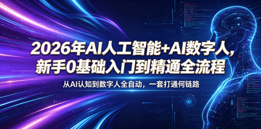 2026年AI人工智能+AI数字人，新手0基础入门到精通全流程，从AI认知到数字人全自动，一套打通全链路-米壳知道—知识分享平台