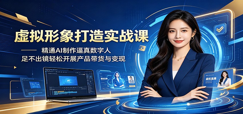 虚拟形象打造实战课：精通AI制作逼真数字人，足不出镜轻松开展产品带货与变现-米壳知道—知识分享平台